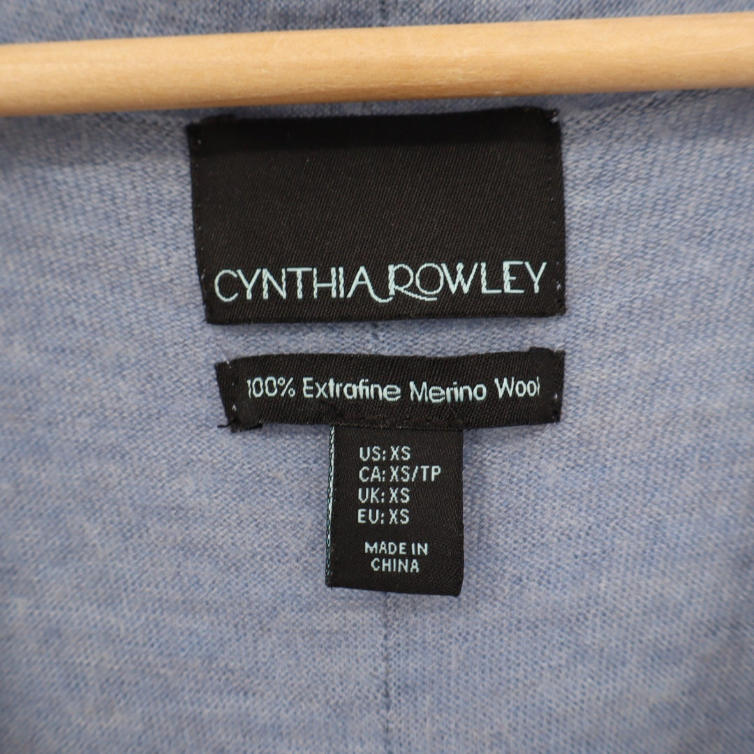 Cynthia Rowley Blue 100% Extrafine Merino Wool Waterfall Cardigan XS