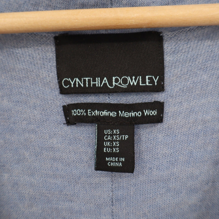 Cynthia Rowley Blue 100% Extrafine Merino Wool Waterfall Cardigan XS