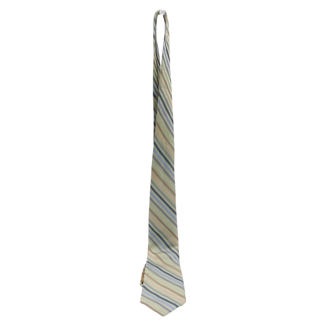 Axist Mens Necktie Sage Green Blue Tan Brown Diagonal Striped Classic