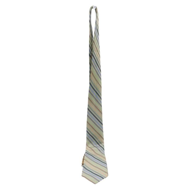 Axist Mens Necktie Sage Green Blue Tan Brown Diagonal Striped Classic