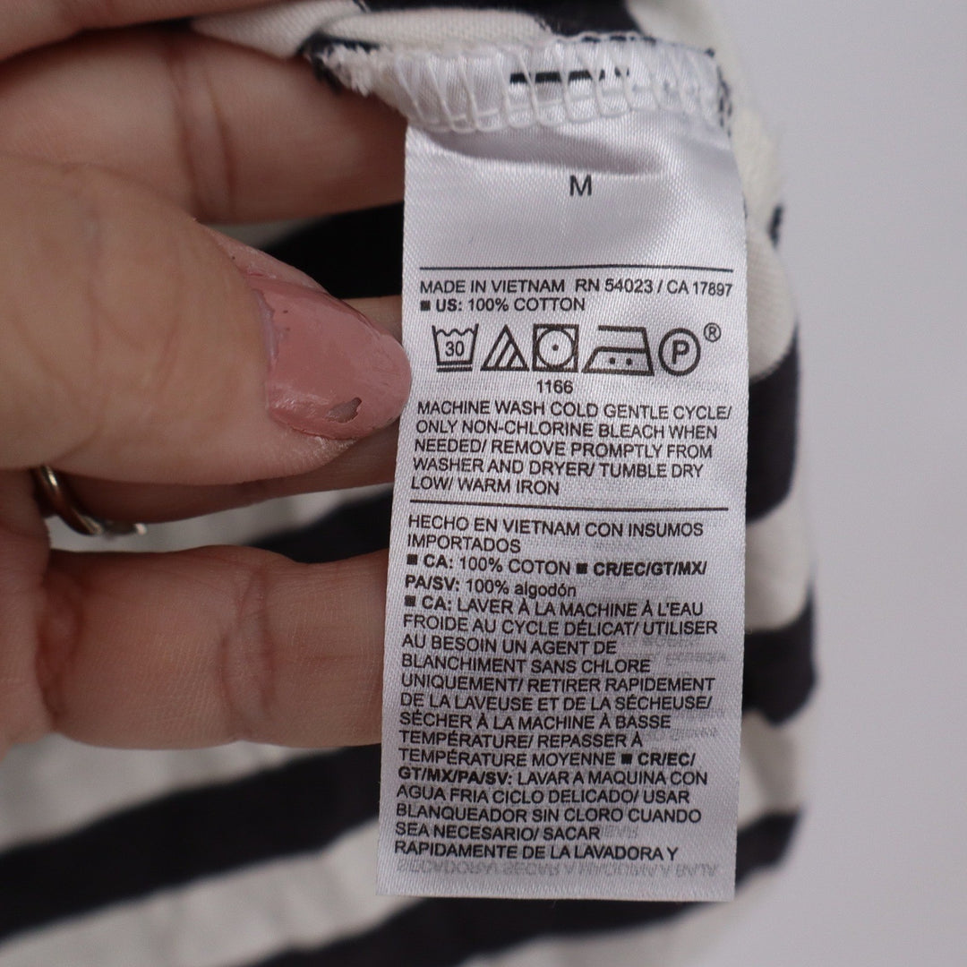 Old Navy Womens Black White Striped Cotton Crew Neck T-Shirt Mini Dress Size M