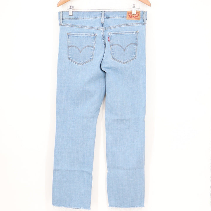 Levis 314 Shaping Straight Jeans Light Wash Blue Raw Hem Womens Size 31