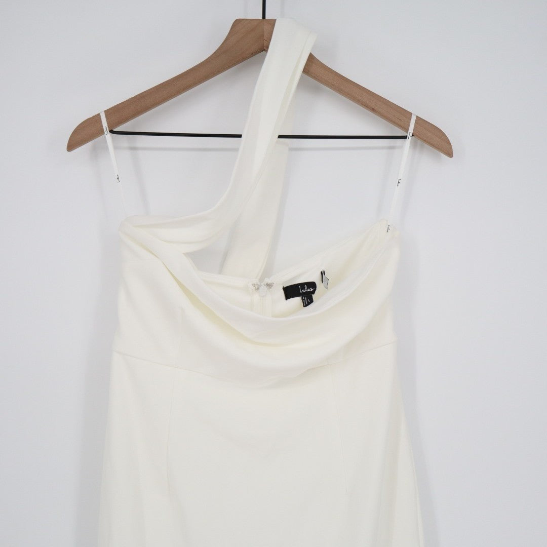 Lulus Hold Your Attention Midi Dress Womens Large White One-Shoulder Sleeveless