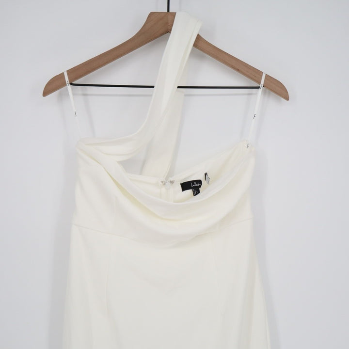 Lulus Hold Your Attention Midi Dress Womens Large White One-Shoulder Sleeveless