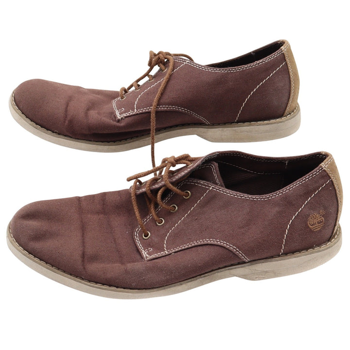 Timberland Oxford Mens 10.5 Brown Canvas Suede Contrast Stitch Good