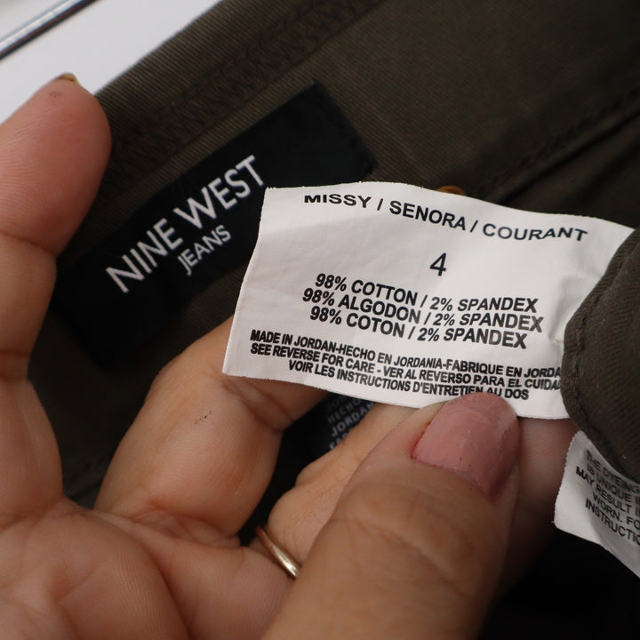 Nine West Jeans Womens 4 Olive Green Pull On Skinny High Rise Stretch Pants