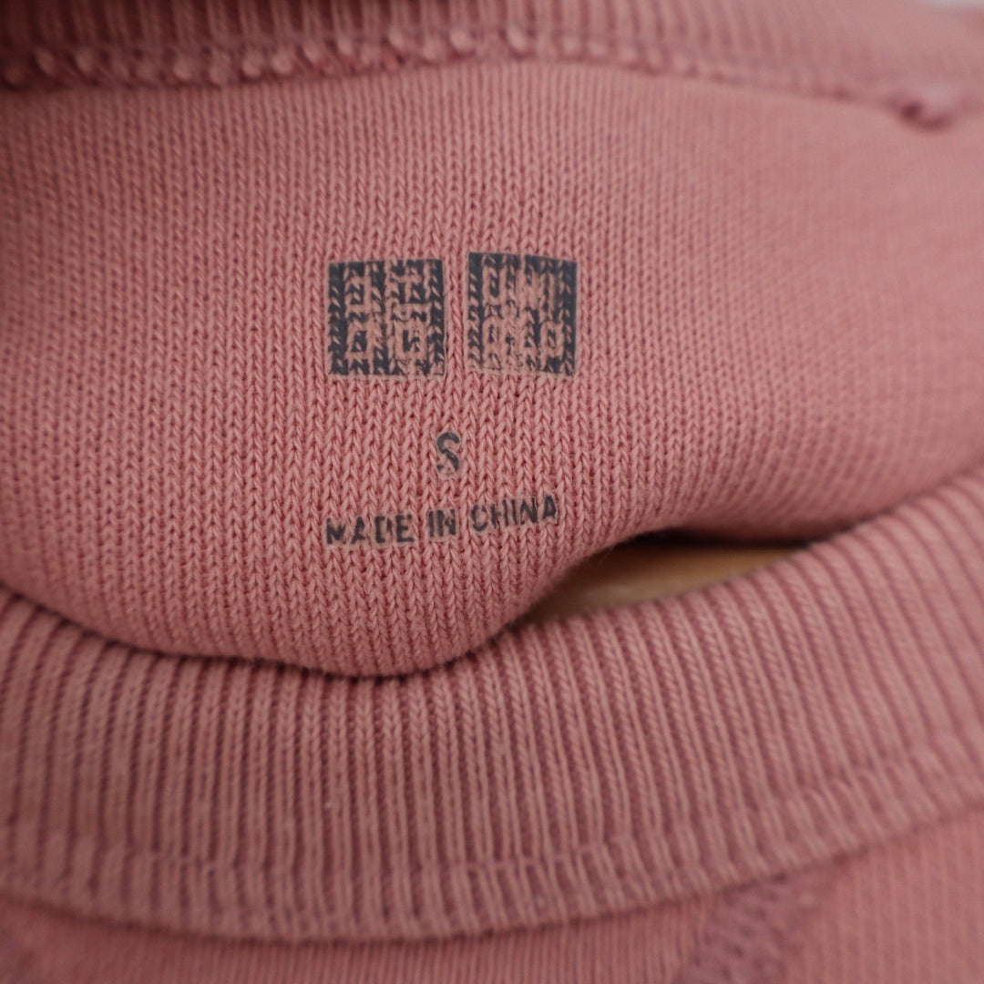 Uniqlo Pink Crew Neck Raglan Sleeve Cotton Sweatshirt Small
