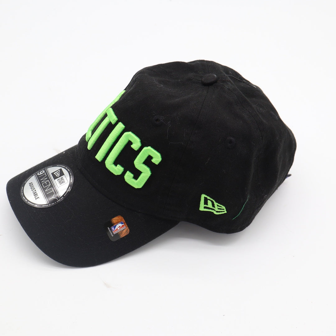New Era 9TWENTY Boston Celtics NBA Hat Black Neon Green Adjustable
