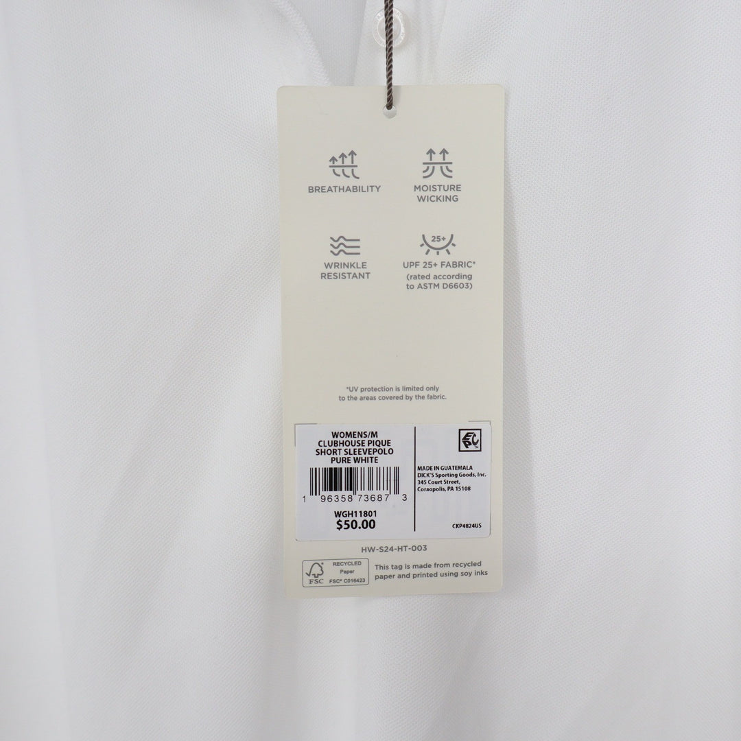 Walter Hagen Womens Clubhouse Pique Polo Shirt White Size M NWT