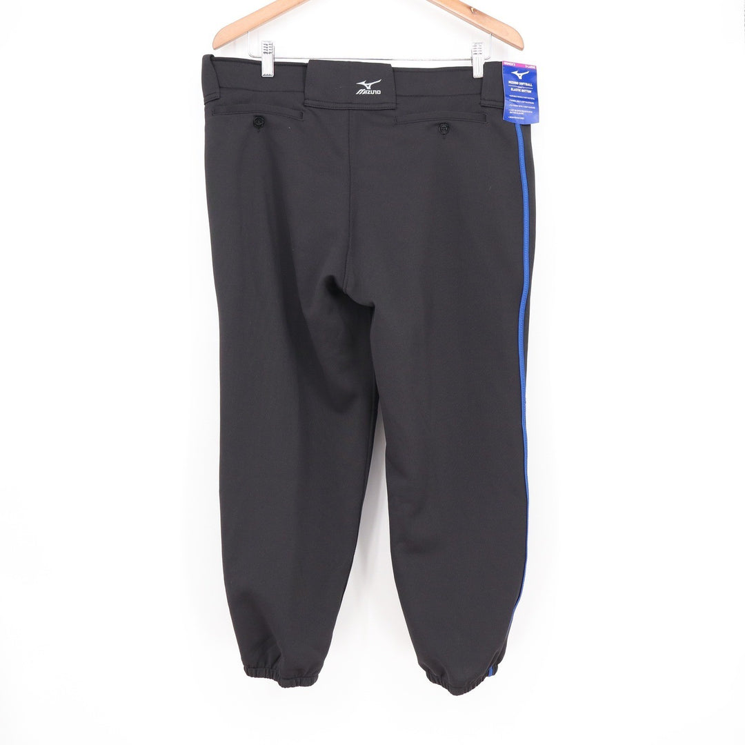 Mizuno Women XL Black Royal Blue Stripe Elastic Bottom Softball Pants