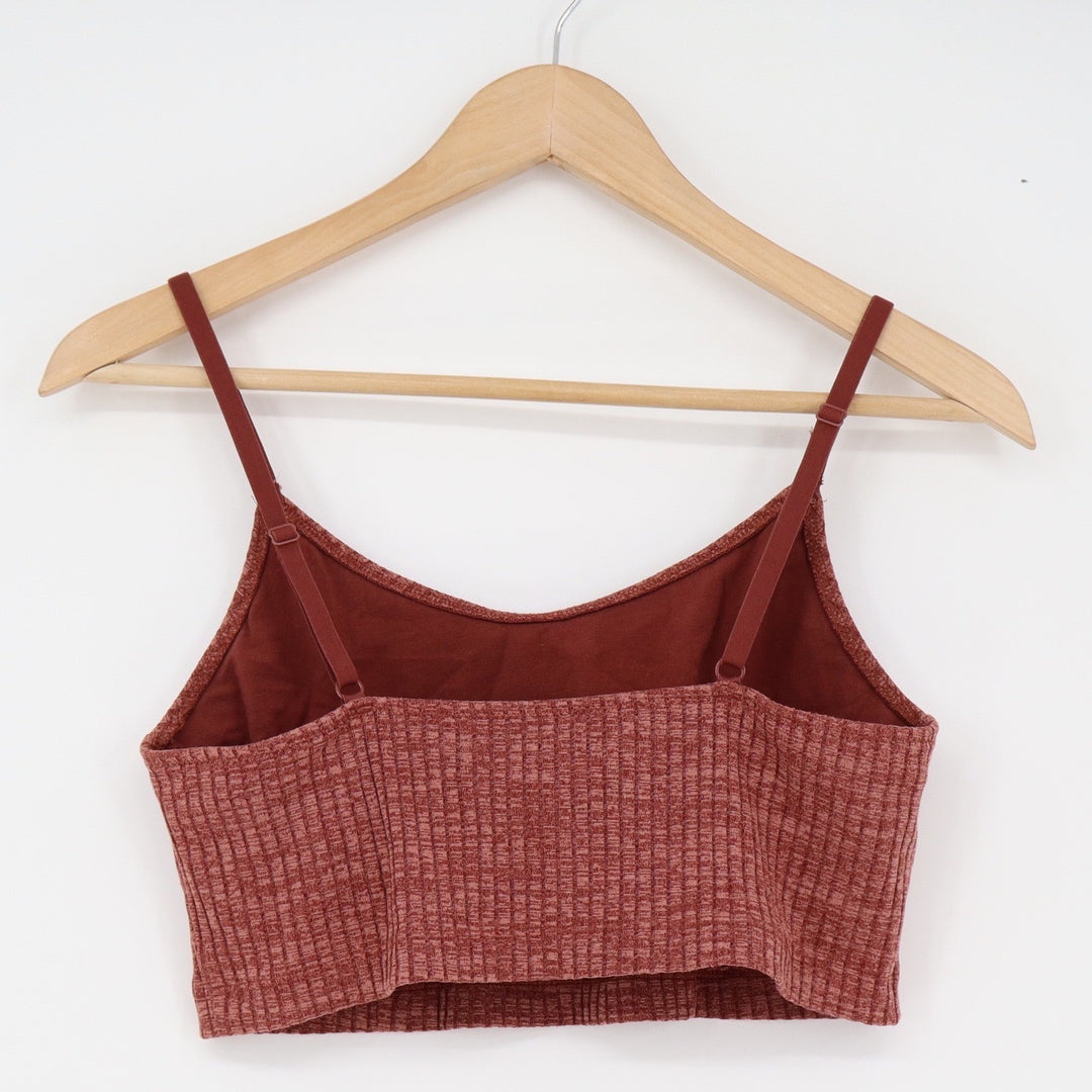 Aerie Crop Top Womens L Ribbed Bralette Terracotta Adjustable Straps Excellent