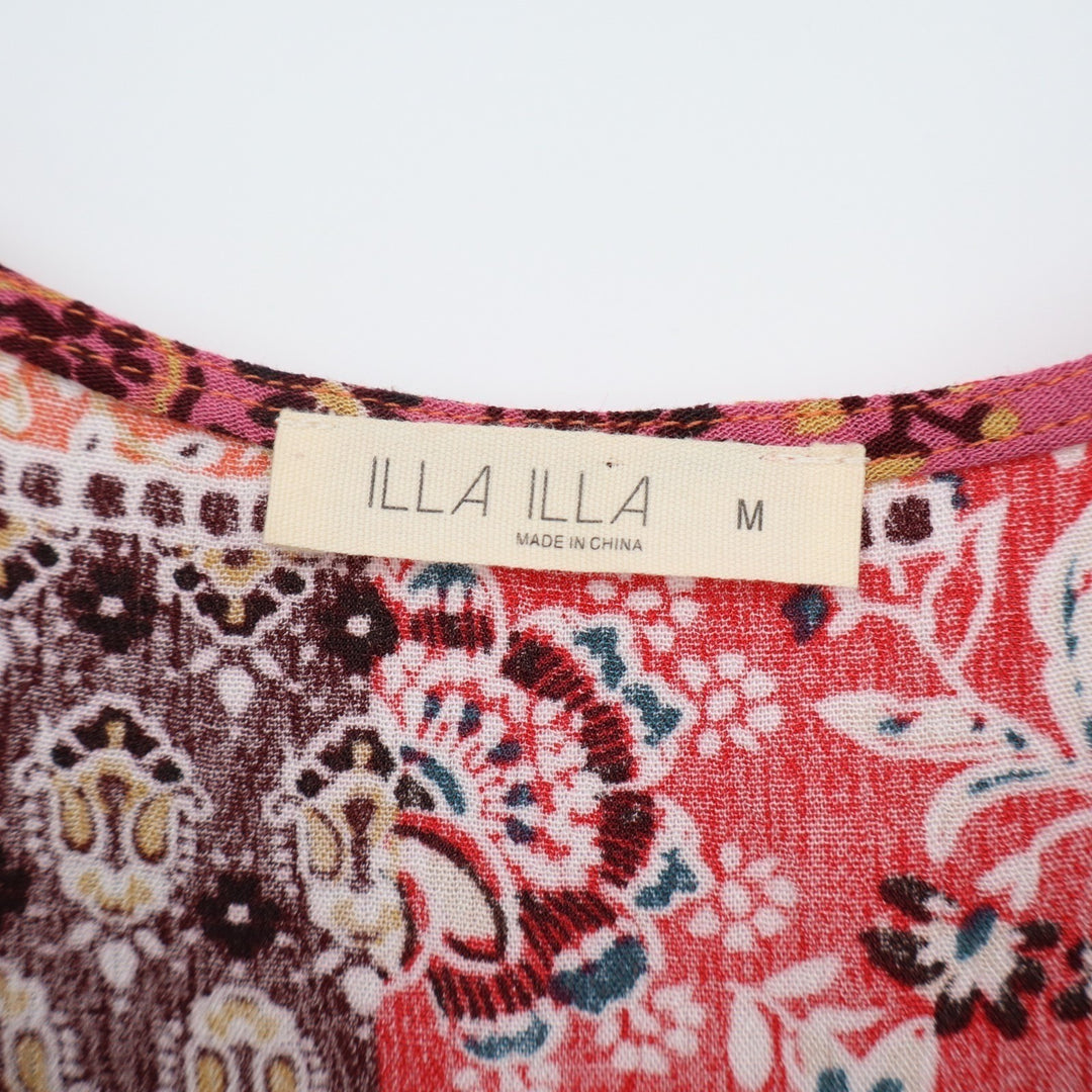 Illa Illa Tank Top Womens Medium Multi Floral Fringe Detailing Crochet Straps