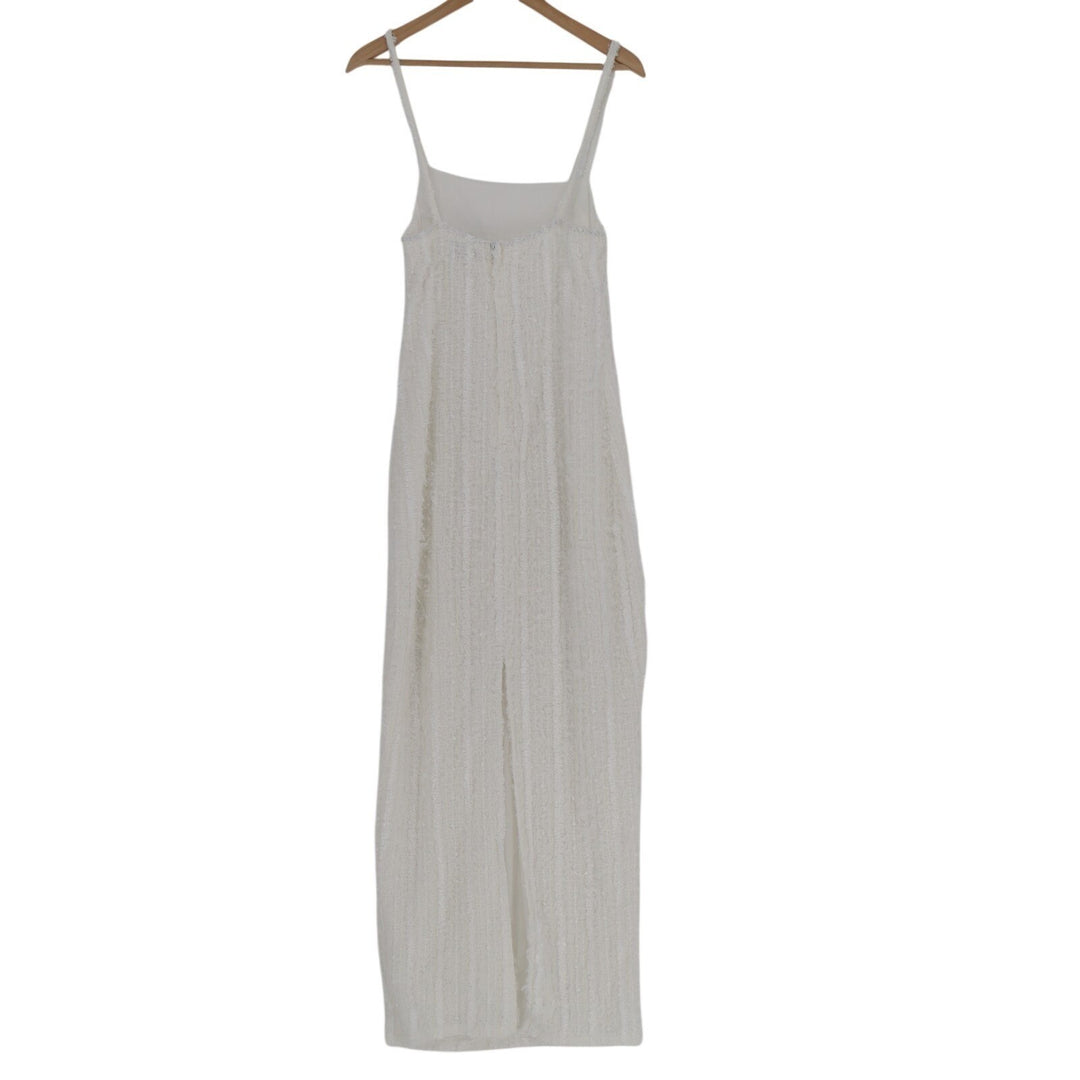Lulus Sensational Invite Maxi Dress Womens Medium White Textured Knit Sleeveless