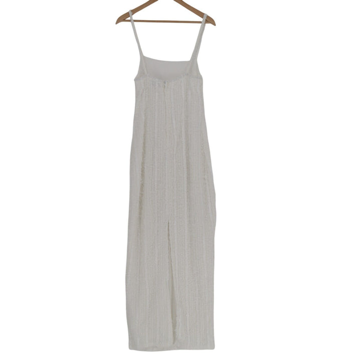 Lulus Sensational Invite Maxi Dress Womens Medium White Textured Knit Sleeveless