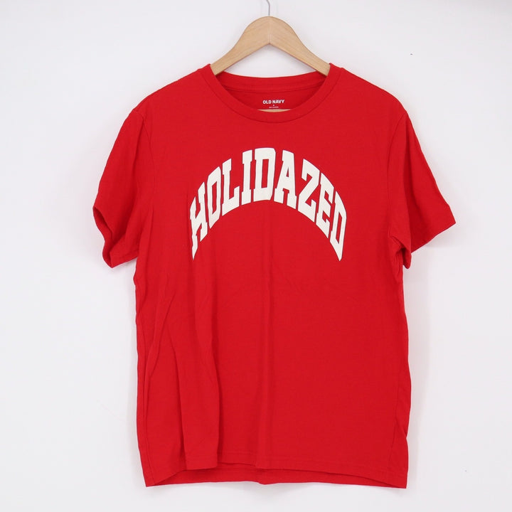 Old Navy T-Shirt Mens M Soft-Washed Holidazed Red Graphic Tee Excellent