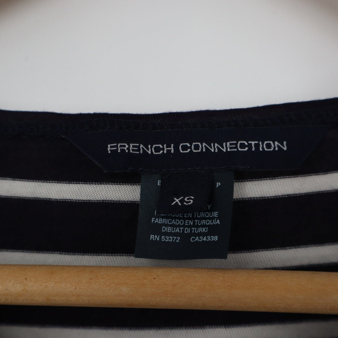 French Connection Tank Dress Women XS Black White Striped Round Neck Street Wear