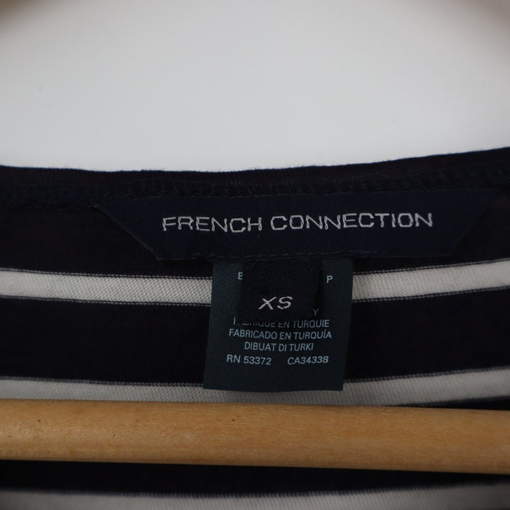French Connection Tank Dress Women XS Black White Striped Round Neck Street Wear
