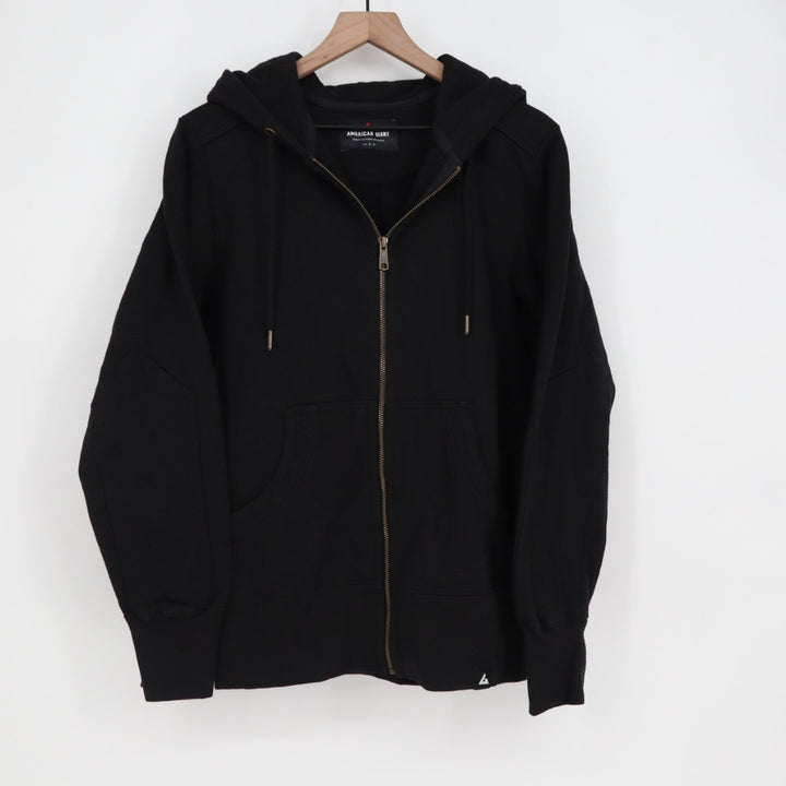 American Giant Hoodie Mens Small Black Full Zip Sherpa Lined Cotton Drawstring
