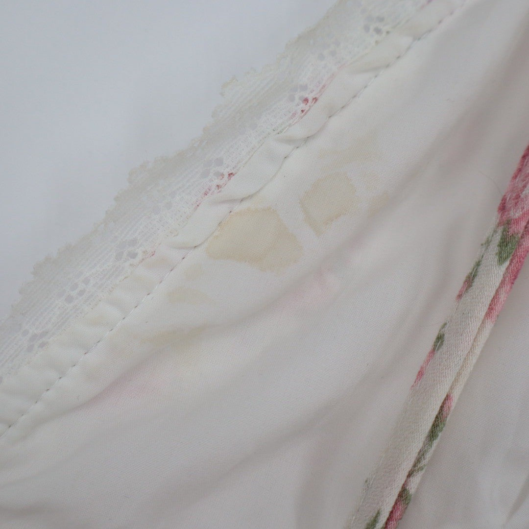Sky to Moon Floral Print Mini Dress Lace Trim Tie Front L