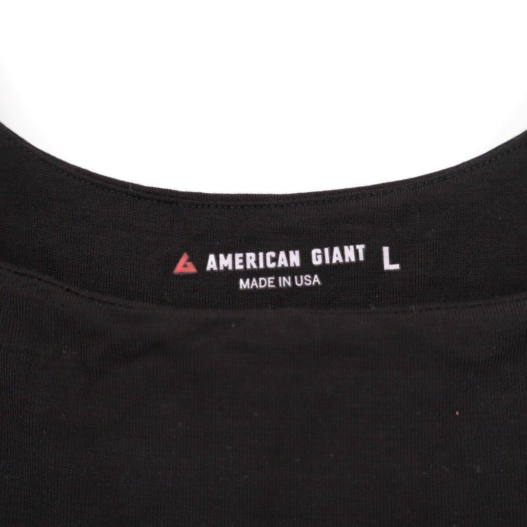 American Giant Black Sleeveless Fit Flare Midi Dress Size L Made in USA Pockets