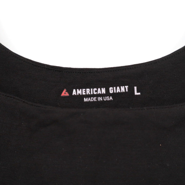 American Giant Black Sleeveless Fit Flare Midi Dress Size L Made in USA Pockets