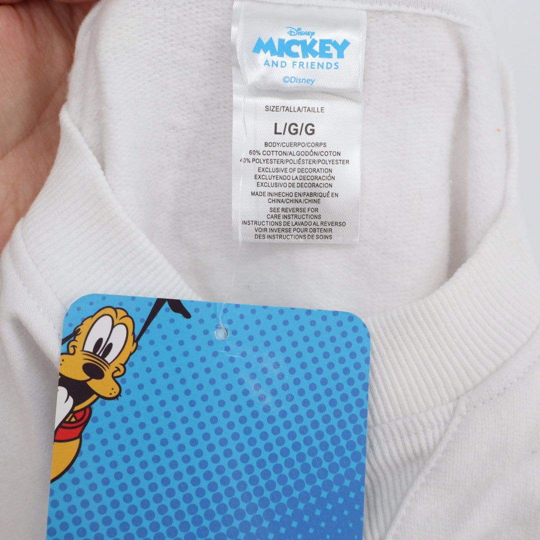 Disney Mickey and Friends White Shadow Graphic Sweatshirt Large