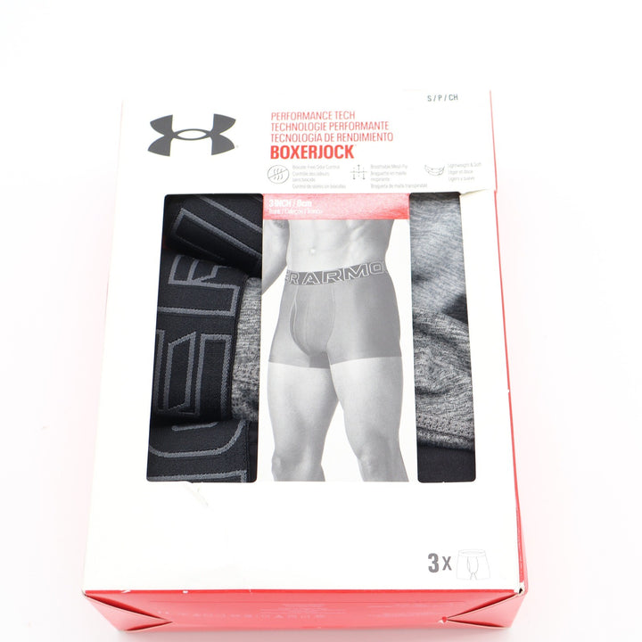 Under Armour Mens Boxerjock Performance Tech 3 Inch Trunk 3-Pack Gray Black S