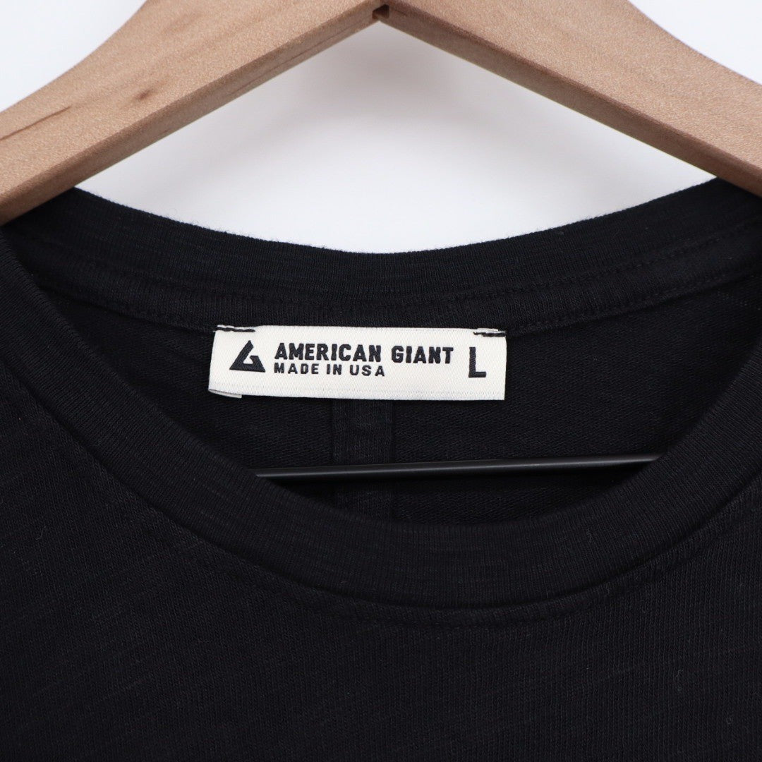 American Giant Womens Black Long Sleeve Crew Neck Cotton T Shirt Size L