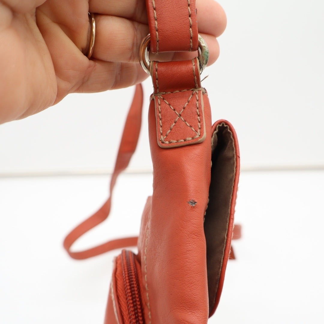 Relic Crossbody Bag Womens Medium Orange Faux Leather Multi-Pocket Fair