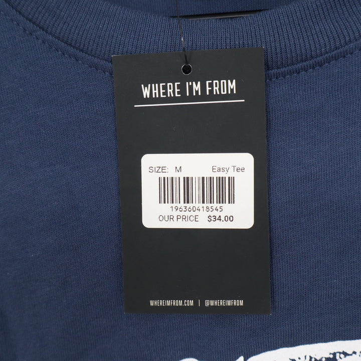 Where I'm From Boston USA Graphic Easy Tee Navy Blue Cotton T-Shirt Medium