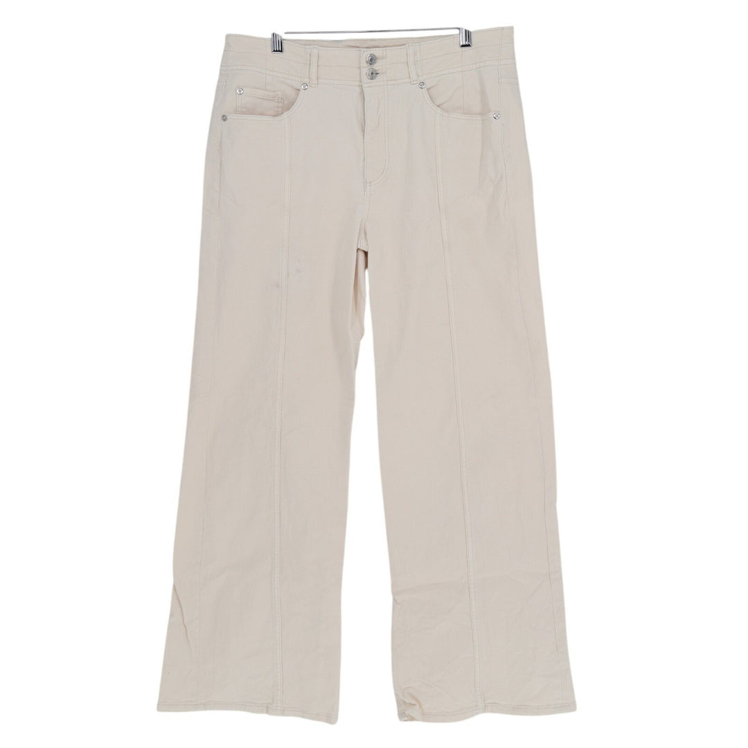 Made And Loved By Loft Pants Womens 30/10 Beige Cotton Stretch Mid Rise Wide Leg