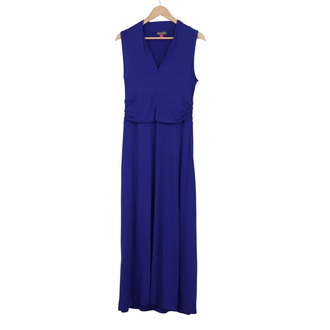 Vince Camuto Royal Blue V-Neck Sleeveless Ruched Maxi Dress Small