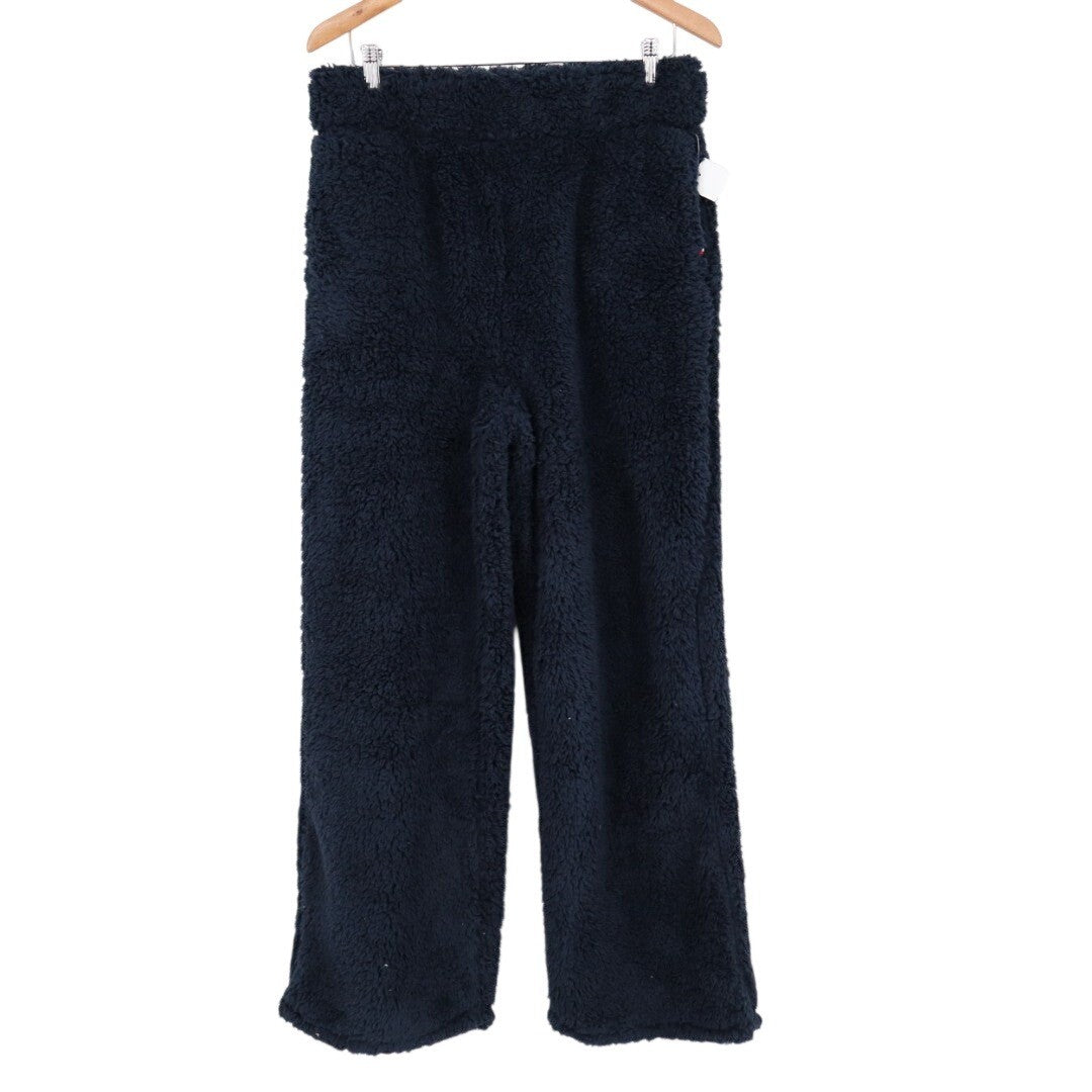 Tommy Hilfiger Sherpa Lounge Pants Womens Medium Navy Elastic Waist Wide Leg