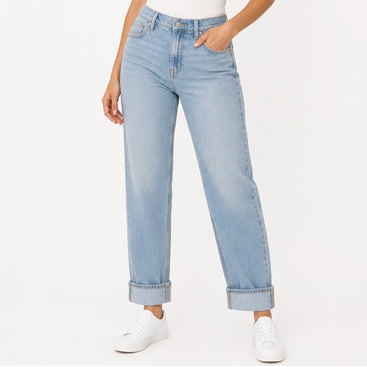 Old Navy Wow Boyfriend Jeans Womens 4 Blue Denim Stretch Mid Rise Straight Leg