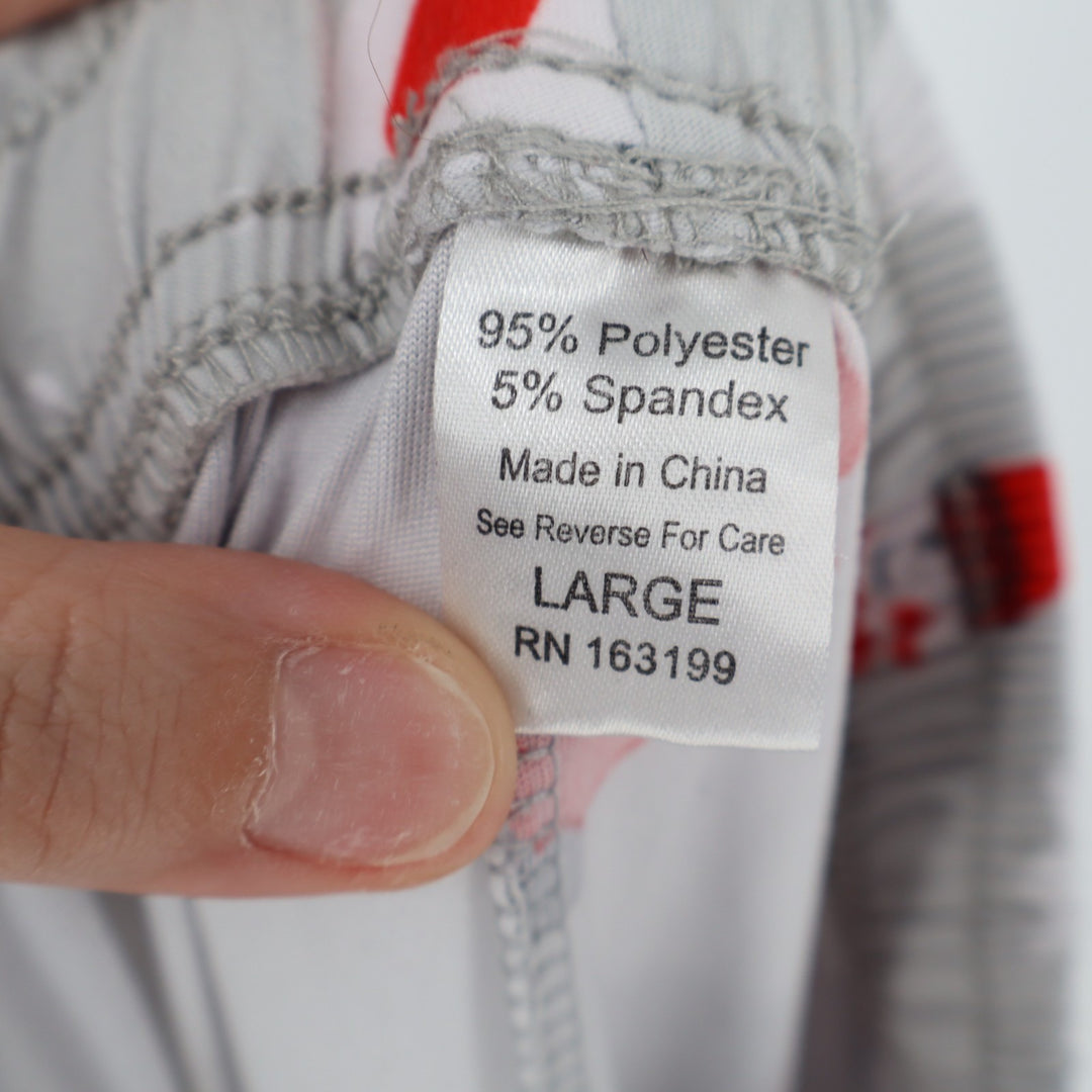 Christmas Pajama Pants Womens Large Gray Stretch Drawstring Waist Straight Leg