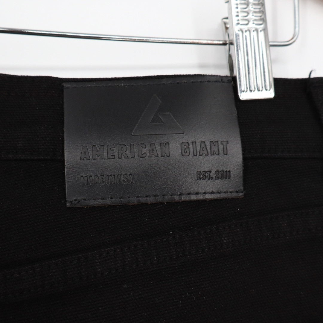 American Giant Roughneck Jeans Mens 34x32 Black Canvas Cotton Stretch Straight