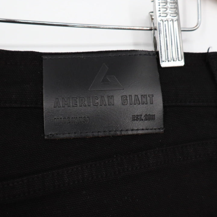 American Giant Roughneck Jeans Mens 34x32 Black Canvas Cotton Stretch Straight