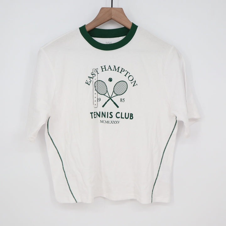 DSG Girls East Hampton Tennis Club Graphic T-Shirt White Green Size M 10-12