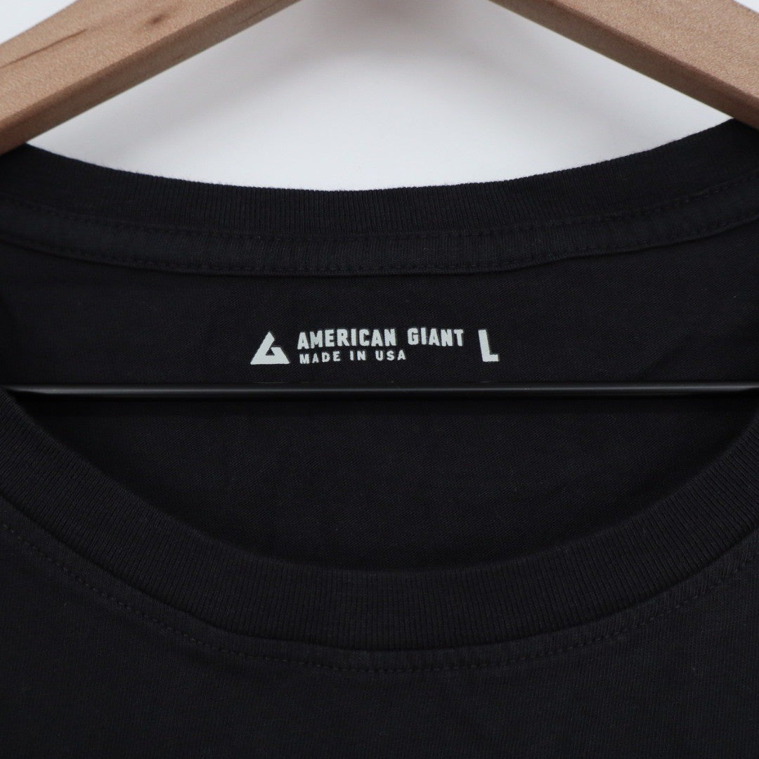 American Giant Classic Black Cotton Crew Neck T Shirt Size L Made in USA
