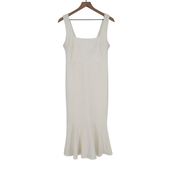Lulus Moment Maker Midi Dress Womens Large White Stretch Square Neck Trumpet