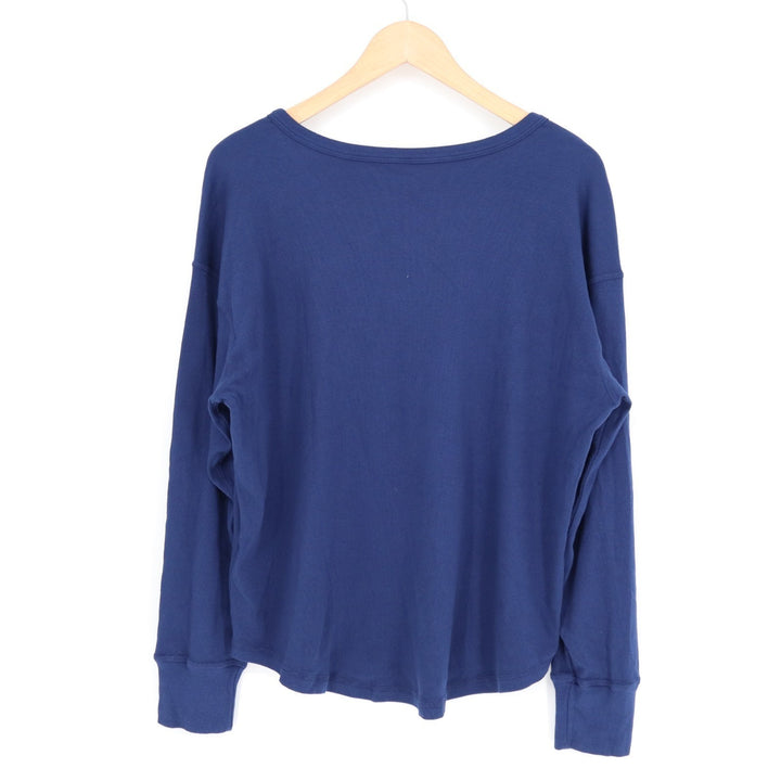 American Giant Luxe Rib Shirt Womens XL Blue Cotton Long Sleeve V-Notch Pullover