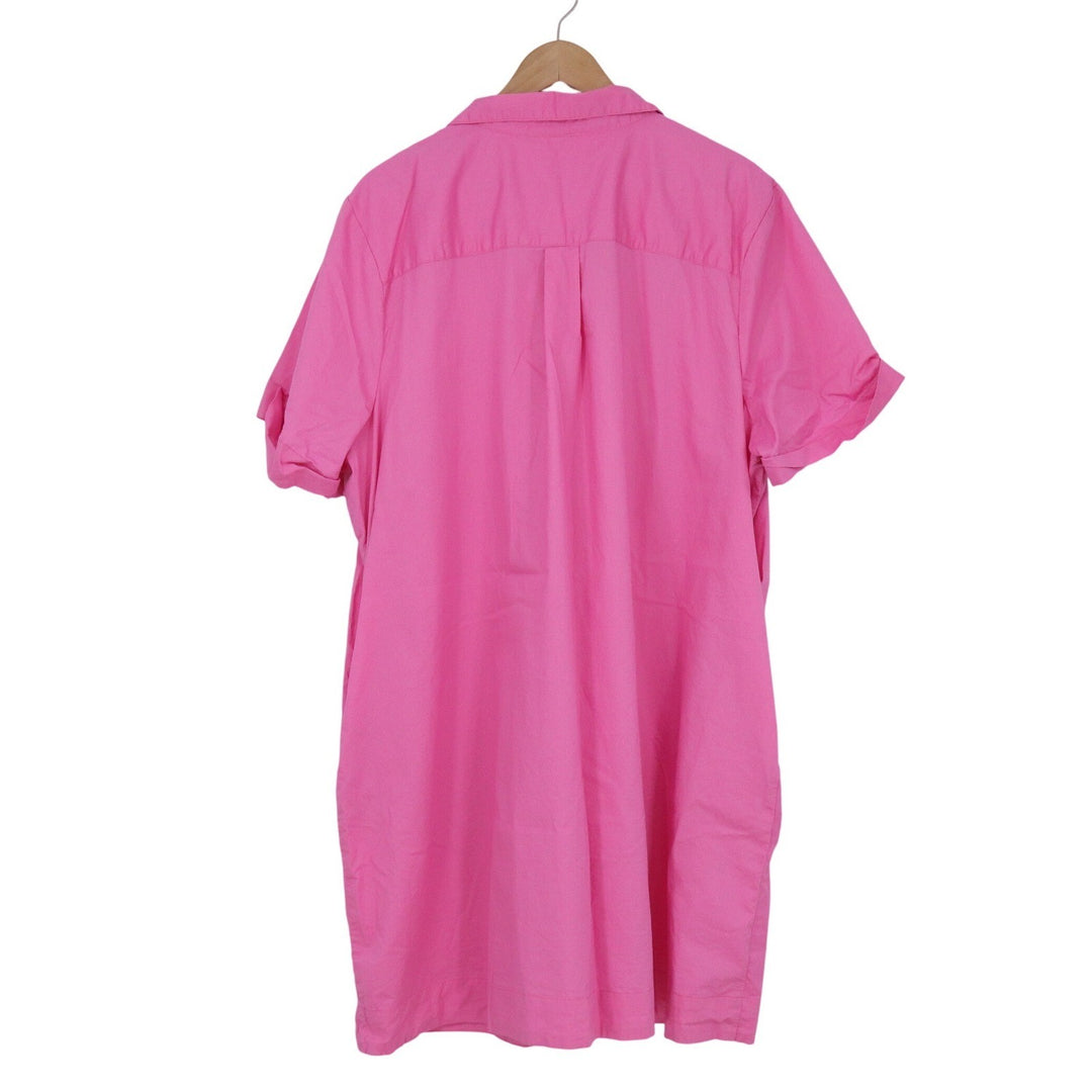 Old Navy Womens XXL Pink Cotton Short Sleeve Button Down Shirt Dress