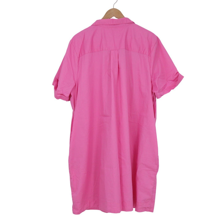 Old Navy Womens XXL Pink Cotton Short Sleeve Button Down Shirt Dress