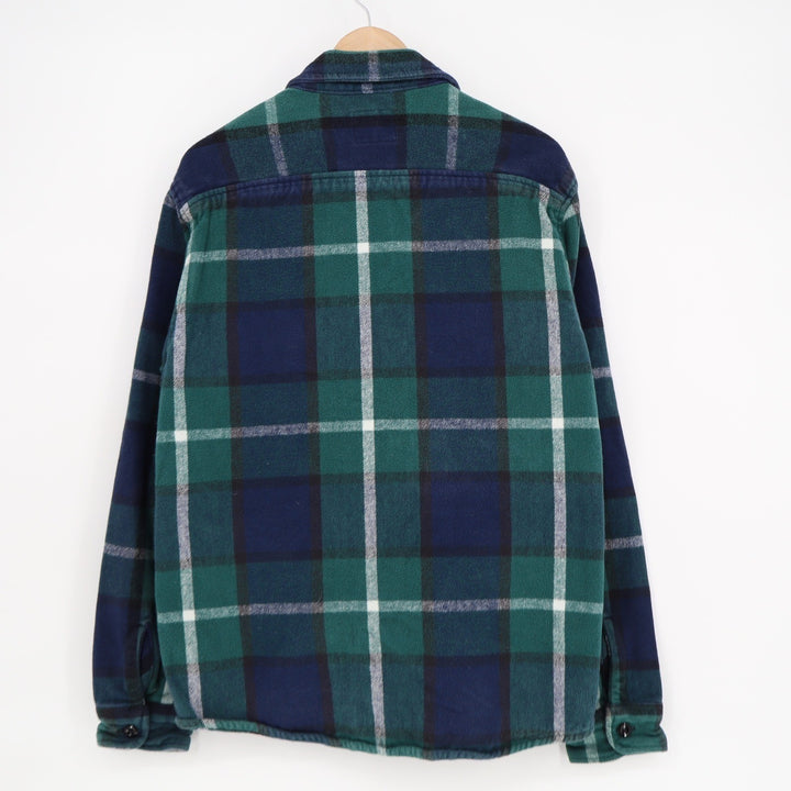 Abercrombie & Fitch Mens Green Blue Plaid Flannel Button Down Shirt Size M