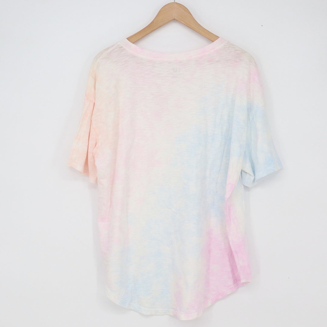 GAP T-Shirt Womens Large Boyfriend T Pink Blue Tie-Dye Organic Cotton Excellent