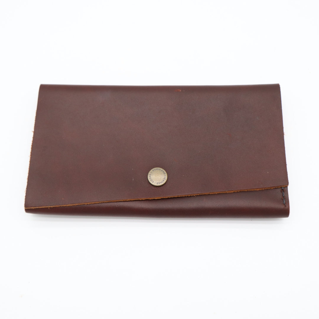 Portland Leather Goods Rancher Womens Tri-Fold Wallet Brown Leather 3 Card Slots