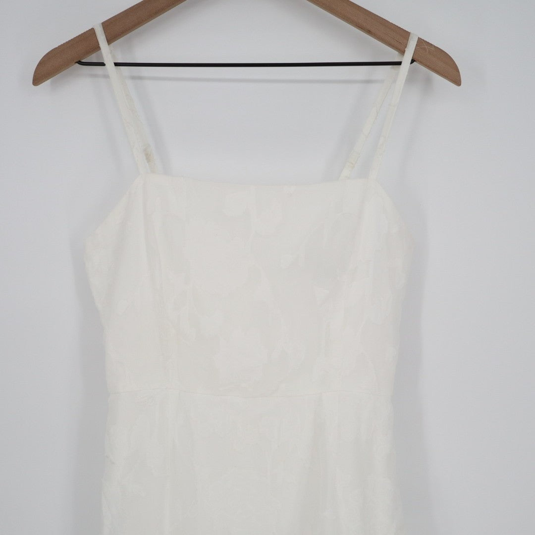Lulus Days with You Mini Dress Women Small White Floral Burnout Ruffled Back Zip