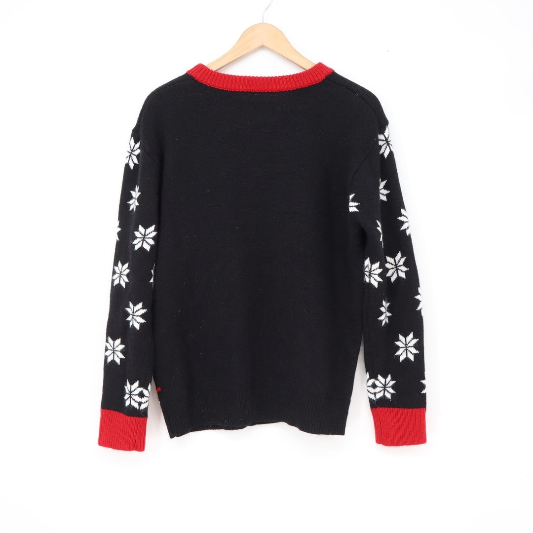 Dabbing Santa Reindeer Ugly Christmas Sweater Black Red White Mens Medium