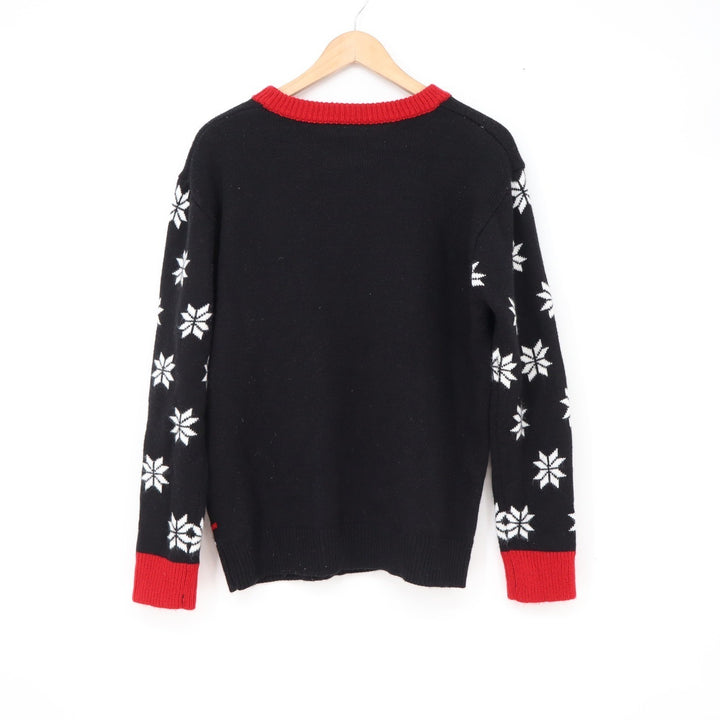 Dabbing Santa Reindeer Ugly Christmas Sweater Black Red White Mens Medium