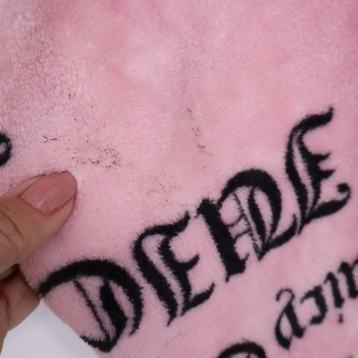 Juicy Couture Pink Gothic Script Logo Plush Hooded Robe S/M Loungewear